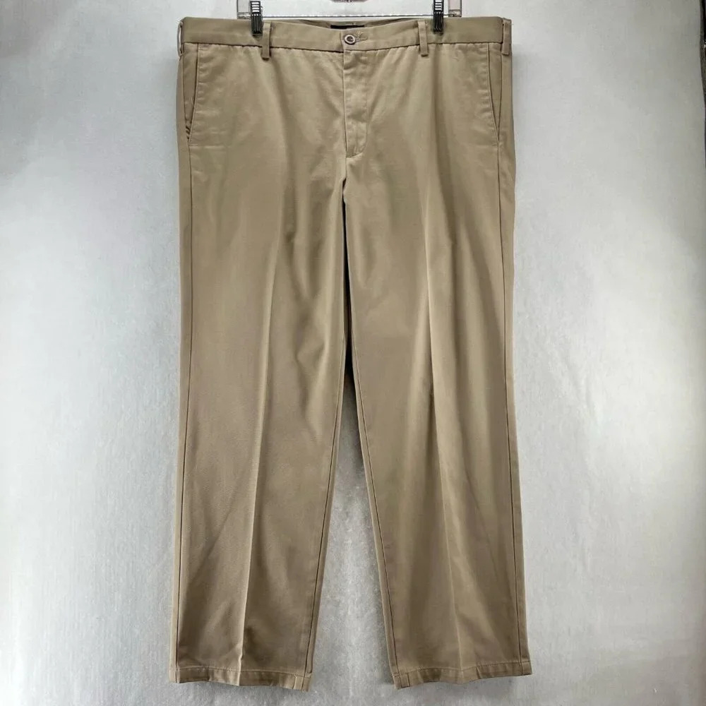 Dockers Pants Men 40x30 Chino Straight Fit Flat Front Stretch Twill Cotton Beige - Picture 1 of 11